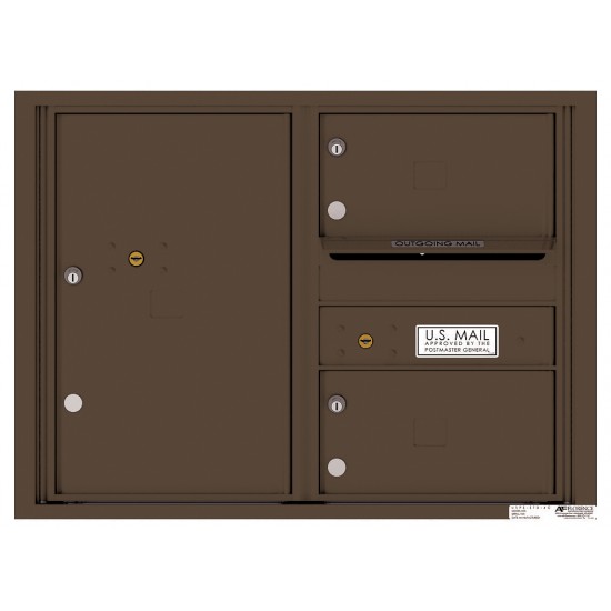 2 Oversized Tenant Doors with 1 Parcel Locker and Outgoing Mail Compartment - 4C Wall Mount 6-High Mailboxes - 4C06D-02