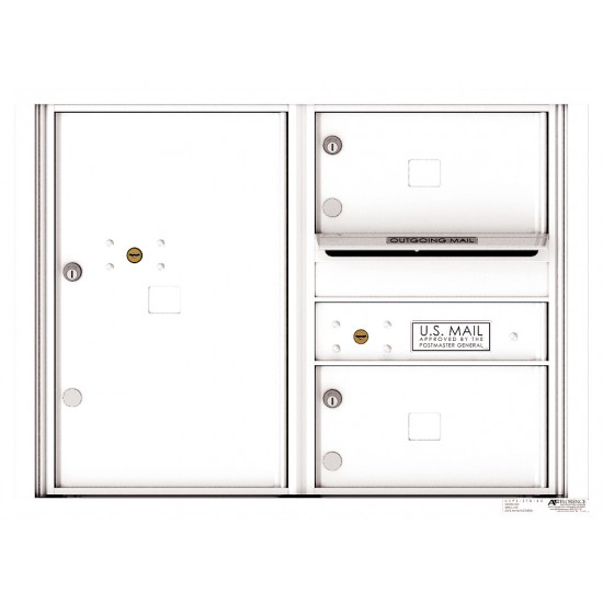 2 Oversized Tenant Doors with 1 Parcel Locker and Outgoing Mail Compartment - 4C Wall Mount 6-High Mailboxes - 4C06D-02