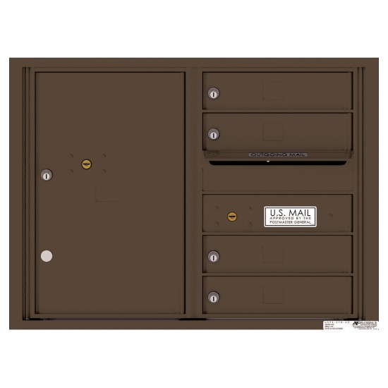 4 Tenant Doors with 1 Parcel Locker and Outgoing Mail Compartment - 4C Wall Mount 6-High Mailboxes - 4C06D-04