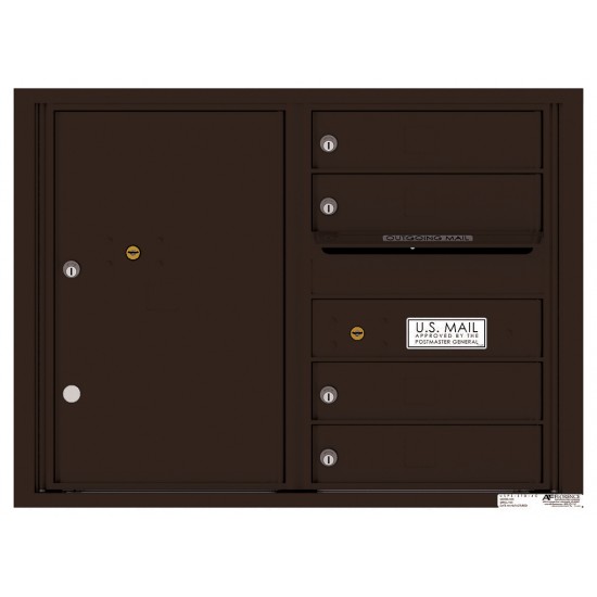 4 Tenant Doors with 1 Parcel Locker and Outgoing Mail Compartment - 4C Wall Mount 6-High Mailboxes - 4C06D-04