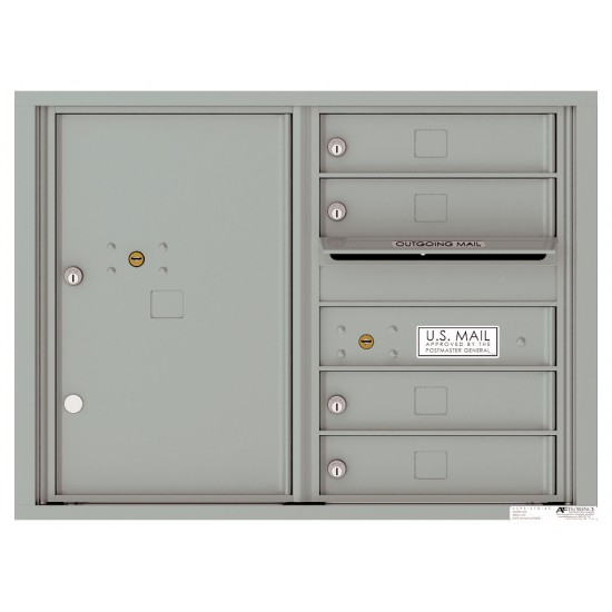 4 Tenant Doors with 1 Parcel Locker and Outgoing Mail Compartment - 4C Wall Mount 6-High Mailboxes - 4C06D-04