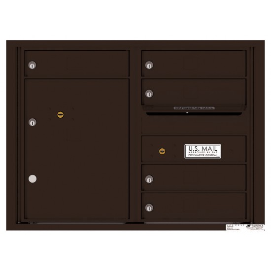 5 Tenant Doors with 1 Parcel Locker and Outgoing Mail Compartment - 4C Wall Mount 6-High Mailboxes - 4C06D-05