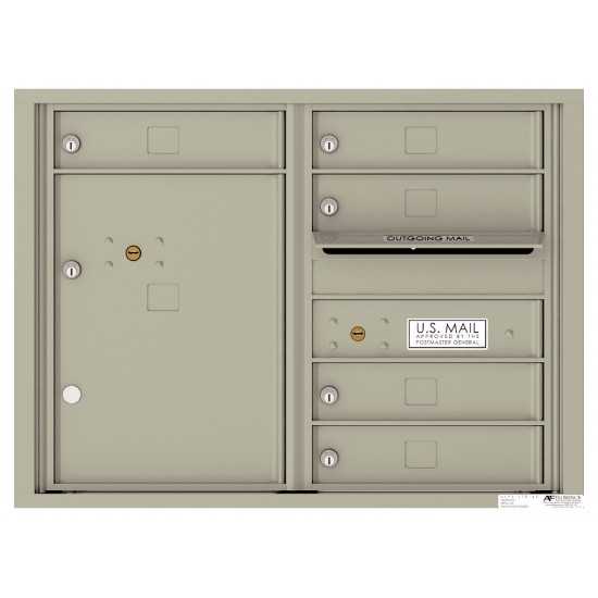 5 Tenant Doors with 1 Parcel Locker and Outgoing Mail Compartment - 4C Wall Mount 6-High Mailboxes - 4C06D-05