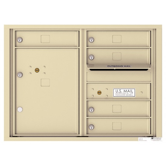 5 Tenant Doors with 1 Parcel Locker and Outgoing Mail Compartment - 4C Wall Mount 6-High Mailboxes - 4C06D-05