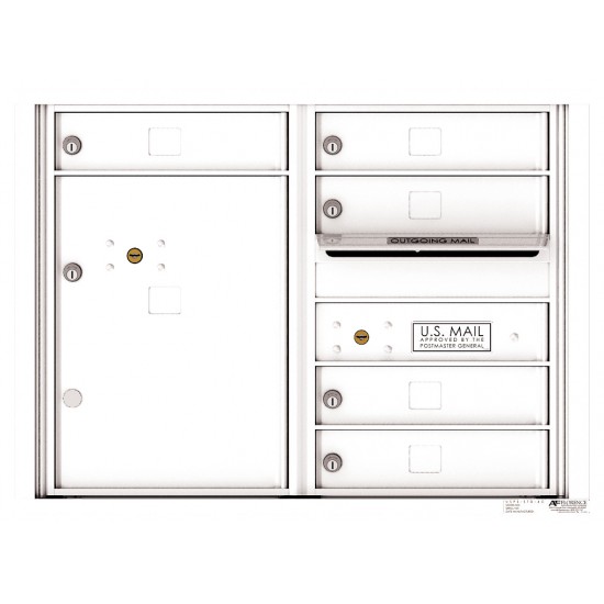 5 Tenant Doors with 1 Parcel Locker and Outgoing Mail Compartment - 4C Wall Mount 6-High Mailboxes - 4C06D-05