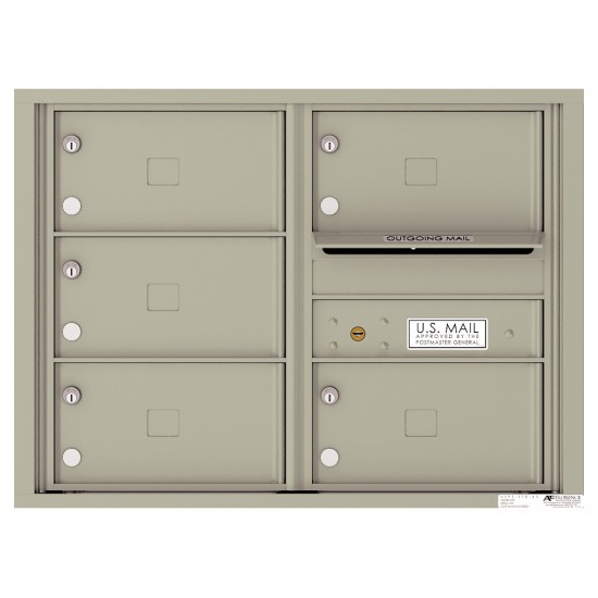 5 Oversized Tenant Doors with Outgoing Mail Compartment - 4C Wall Mount 6-High Mailboxes - 4C06D-05X