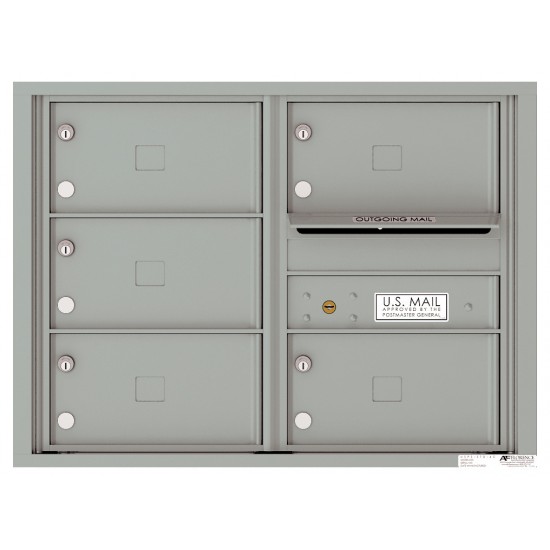 5 Oversized Tenant Doors with Outgoing Mail Compartment - 4C Wall Mount 6-High Mailboxes - 4C06D-05X