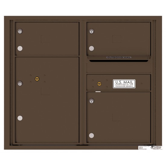 3 Oversized Tenant Doors with 1 Parcel Locker and Outgoing Mail Compartment - 4C Wall Mount 7-High Mailboxes - 4C07D-03