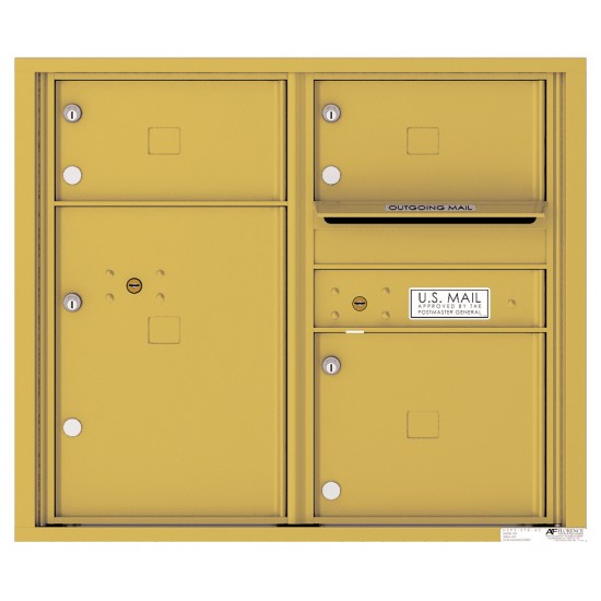 3 Oversized Tenant Doors with 1 Parcel Locker and Outgoing Mail Compartment - 4C Wall Mount 7-High Mailboxes - 4C07D-03