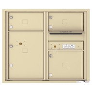 3 Oversized Tenant Doors with 1 Parcel Locker and Outgoing Mail Compartment - 4C Wall Mount 7-High Mailboxes - 4C07D-03