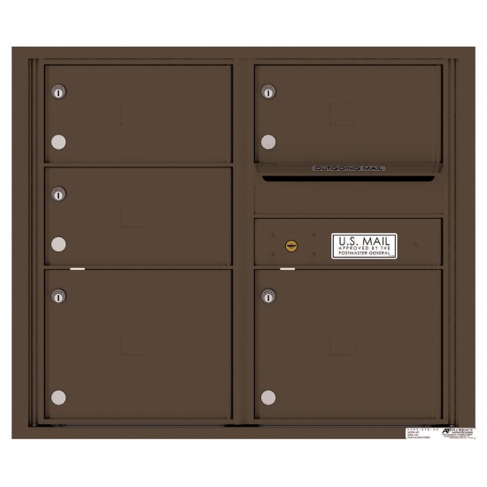 5 Oversized Tenant Doors with Outgoing Mail Compartment - 4C Wall Mount 7-High Mailboxes - 4C07D-05