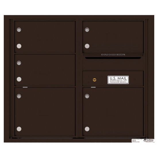 5 Oversized Tenant Doors with Outgoing Mail Compartment - 4C Wall Mount 7-High Mailboxes - 4C07D-05