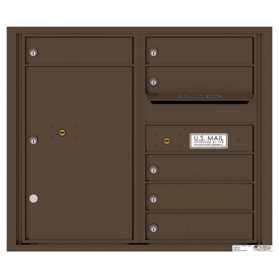 6 Tenant Doors with 1 Parcel Locker and Outgoing Mail Compartment - 4C Wall Mount 7-High Mailboxes - 4C07D-06