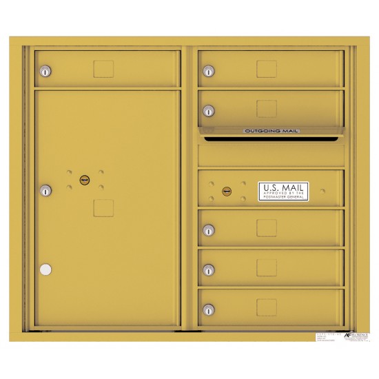 6 Tenant Doors with 1 Parcel Locker and Outgoing Mail Compartment - 4C Wall Mount 7-High Mailboxes - 4C07D-06