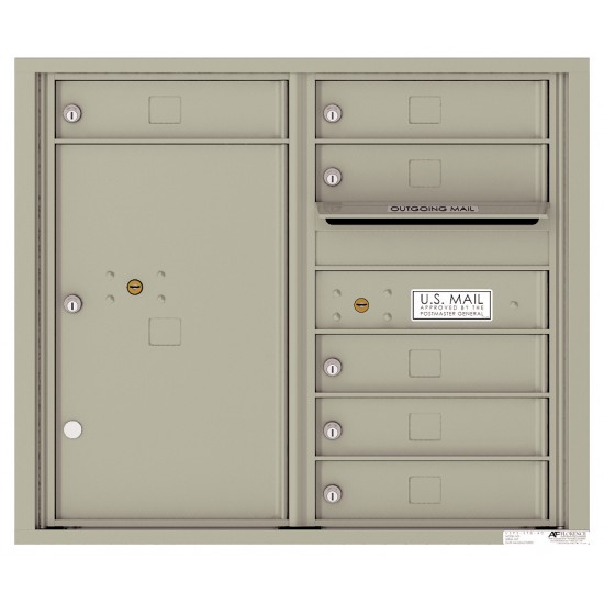 6 Tenant Doors with 1 Parcel Locker and Outgoing Mail Compartment - 4C Wall Mount 7-High Mailboxes - 4C07D-06