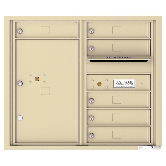 6 Tenant Doors with 1 Parcel Locker and Outgoing Mail Compartment - 4C Wall Mount 7-High Mailboxes - 4C07D-06