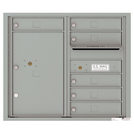 6 Tenant Doors with 1 Parcel Locker and Outgoing Mail Compartment - 4C Wall Mount 7-High Mailboxes - 4C07D-06