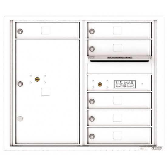 6 Tenant Doors with 1 Parcel Locker and Outgoing Mail Compartment - 4C Wall Mount 7-High Mailboxes - 4C07D-06