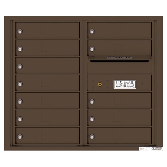 12 Tenant Doors with Outgoing Mail Compartment - 4C Wall Mount 7-High Mailboxes - 4C07D-12