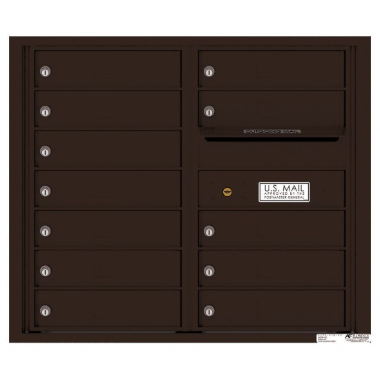 12 Tenant Doors with Outgoing Mail Compartment - 4C Wall Mount 7-High Mailboxes - 4C07D-12