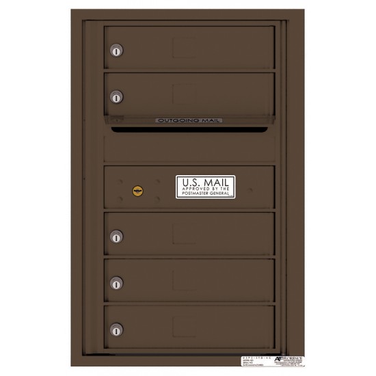 5 Tenant Doors with Outgoing Mail Compartment - 4C Wall Mount 7-High Mailboxes - 4C07S-05