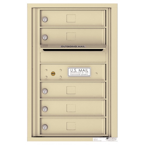 5 Tenant Doors with Outgoing Mail Compartment - 4C Wall Mount 7-High Mailboxes - 4C07S-05