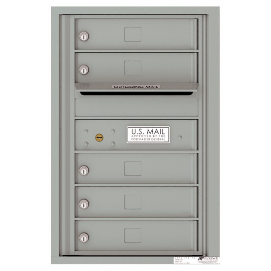 5 Tenant Doors with Outgoing Mail Compartment - 4C Wall Mount 7-High Mailboxes - 4C07S-05