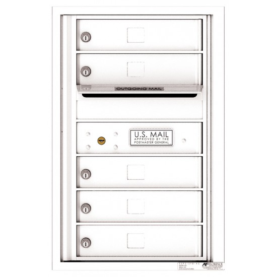 5 Tenant Doors with Outgoing Mail Compartment - 4C Wall Mount 7-High Mailboxes - 4C07S-05