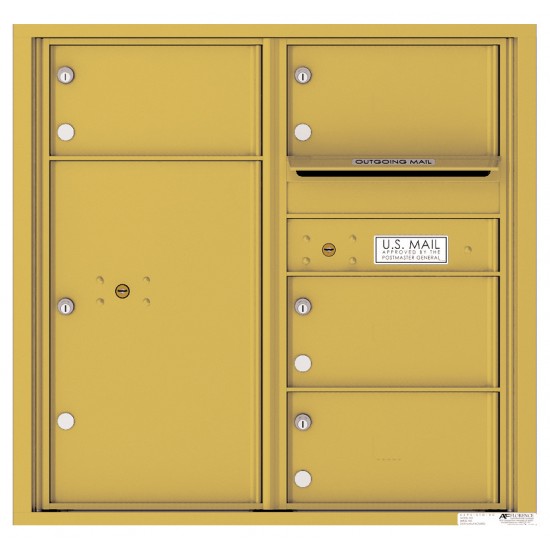 4 Oversized Tenant Doors with 1 Parcel Locker and Outgoing Mail Compartment - 4C Wall Mount 8-High Mailboxes - 4C08D-04