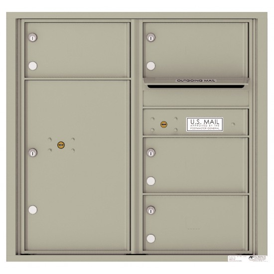 4 Oversized Tenant Doors with 1 Parcel Locker and Outgoing Mail Compartment - 4C Wall Mount 8-High Mailboxes - 4C08D-04