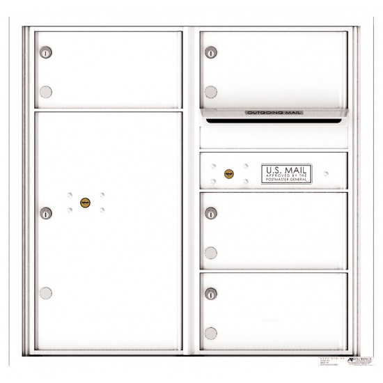 4 Oversized Tenant Doors with 1 Parcel Locker and Outgoing Mail Compartment - 4C Wall Mount 8-High Mailboxes - 4C08D-04