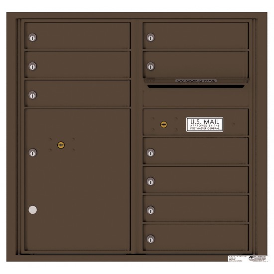 9 Tenant Doors with 1 Parcel Locker and Outgoing Mail Compartment - 4C Wall Mount 8-High Mailboxes - 4C08D-09