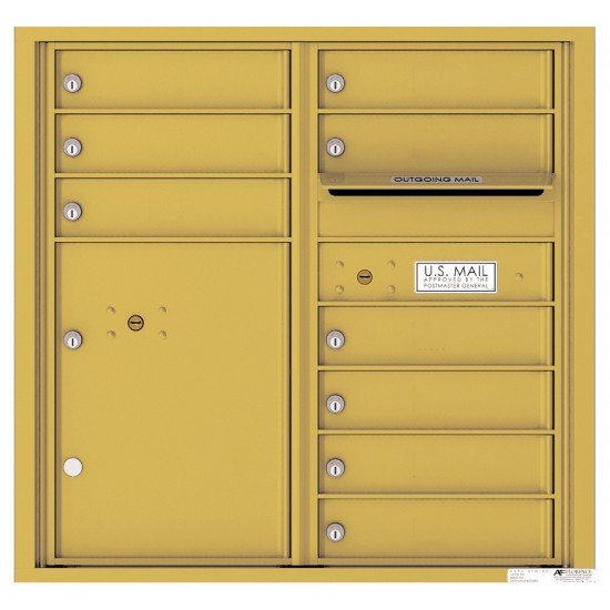 9 Tenant Doors with 1 Parcel Locker and Outgoing Mail Compartment - 4C Wall Mount 8-High Mailboxes - 4C08D-09