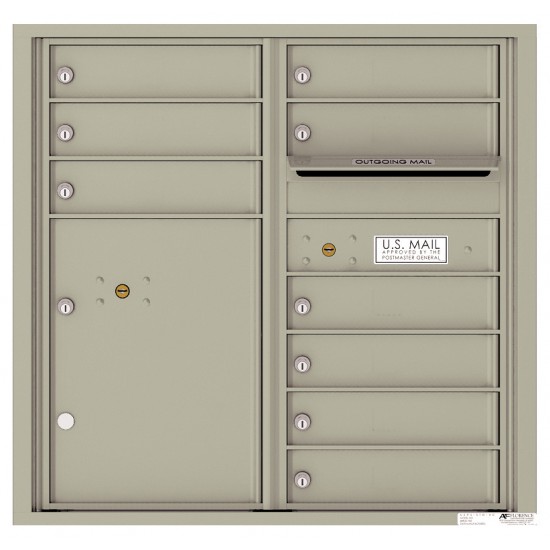 9 Tenant Doors with 1 Parcel Locker and Outgoing Mail Compartment - 4C Wall Mount 8-High Mailboxes - 4C08D-09