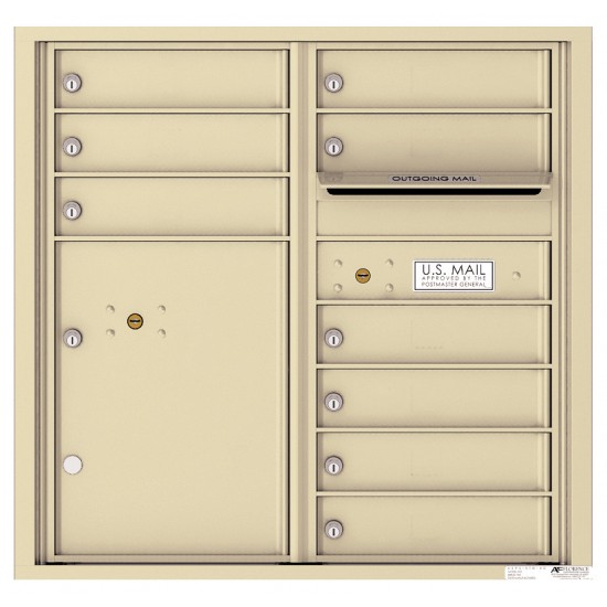 9 Tenant Doors with 1 Parcel Locker and Outgoing Mail Compartment - 4C Wall Mount 8-High Mailboxes - 4C08D-09