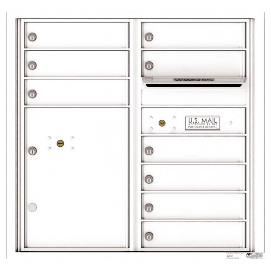 9 Tenant Doors with 1 Parcel Locker and Outgoing Mail Compartment - 4C Wall Mount 8-High Mailboxes - 4C08D-09