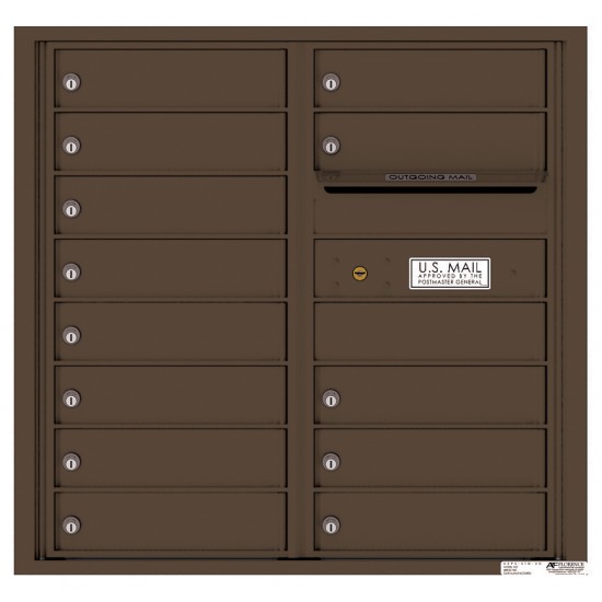 13 Tenant Doors with Outgoing Mail Compartment - 4C Wall Mount 8-High Mailboxes - 4C08D-13