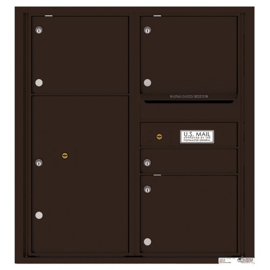 1 Standard and 3 Oversized Tenant Doors with 1 Parcel Locker and Outgoing Mail Compartment - 4C Wall Mount 9-High Mailboxes - 4C09D-04