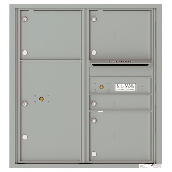 1 Standard and 3 Oversized Tenant Doors with 1 Parcel Locker and Outgoing Mail Compartment - 4C Wall Mount 9-High Mailboxes - 4C09D-04