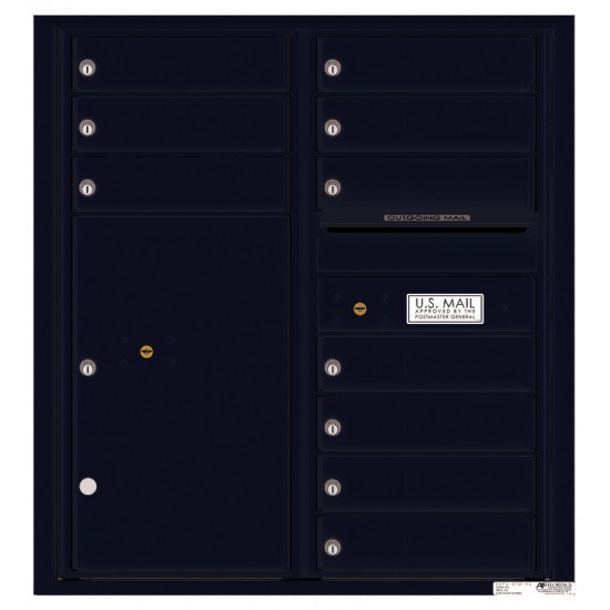 10 Tenant Doors with 1 Parcel Locker and Outgoing Mail Compartment - 4C Wall Mount 9-High Mailboxes - 4C09D-10