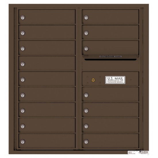 16 Tenant Doors with Outgoing Mail Compartment - 4C Wall Mount 9-High Mailboxes - 4C09D-16