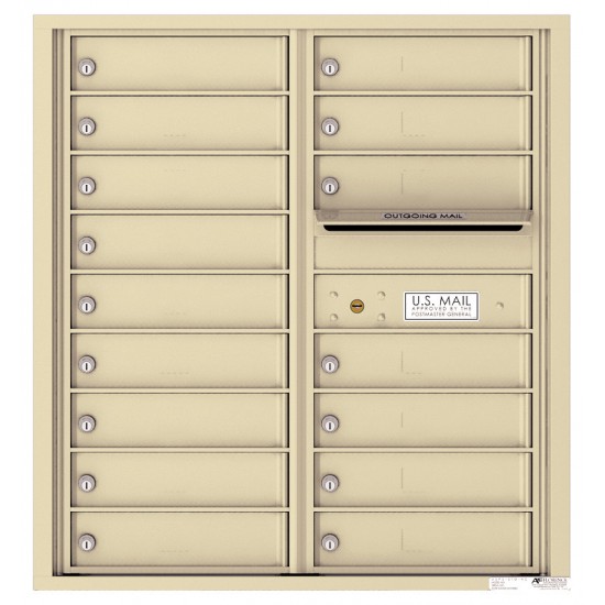 16 Tenant Doors with Outgoing Mail Compartment - 4C Wall Mount 9-High Mailboxes - 4C09D-16