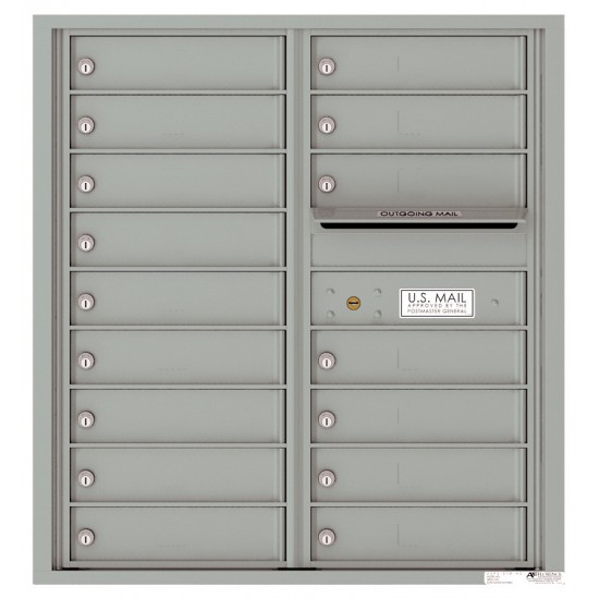 16 Tenant Doors with Outgoing Mail Compartment - 4C Wall Mount 9-High Mailboxes - 4C09D-16