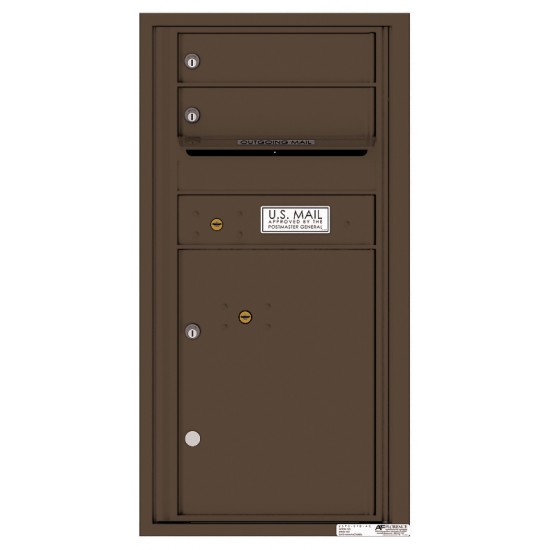 2 Tenant Doors with 1 Parcel Locker and Outgoing Mail Compartment - 4C Wall Mount 9-High Mailboxes - 4C09S-02