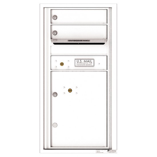 2 Tenant Doors with 1 Parcel Locker and Outgoing Mail Compartment - 4C Wall Mount 9-High Mailboxes - 4C09S-02