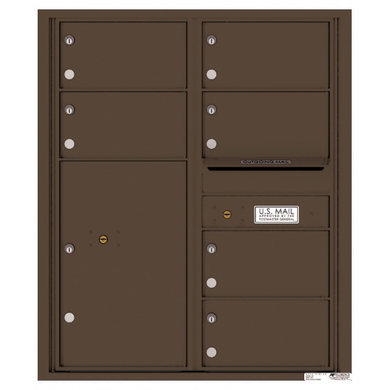 6 Oversized Tenant Doors with 1 Parcel Locker and Outgoing Mail Compartment - 4C Wall Mount 10-High Mailboxes - 4C10D-06