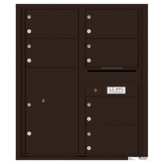 6 Oversized Tenant Doors with 1 Parcel Locker and Outgoing Mail Compartment - 4C Wall Mount 10-High Mailboxes - 4C10D-06