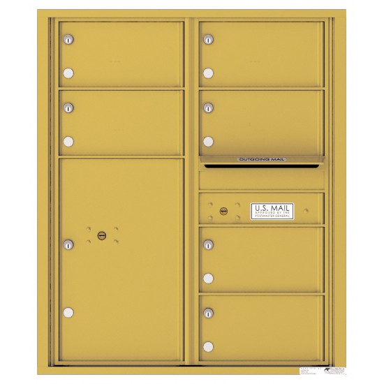 6 Oversized Tenant Doors with 1 Parcel Locker and Outgoing Mail Compartment - 4C Wall Mount 10-High Mailboxes - 4C10D-06