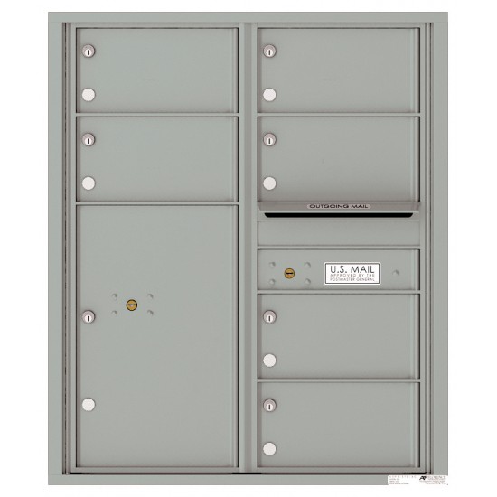 6 Oversized Tenant Doors with 1 Parcel Locker and Outgoing Mail Compartment - 4C Wall Mount 10-High Mailboxes - 4C10D-06