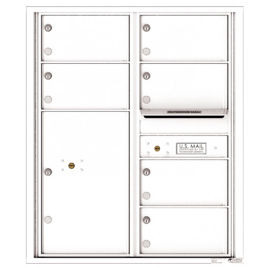 6 Oversized Tenant Doors with 1 Parcel Locker and Outgoing Mail Compartment - 4C Wall Mount 10-High Mailboxes - 4C10D-06